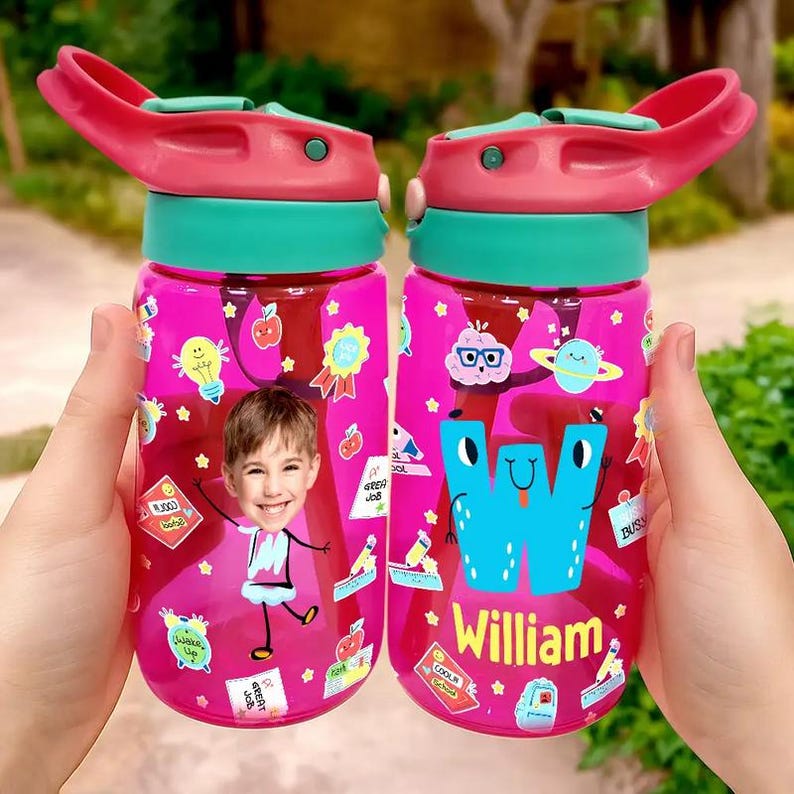 Personalized Kids Water Bottle: Photo & Name, Back to School Gift - Etsy
