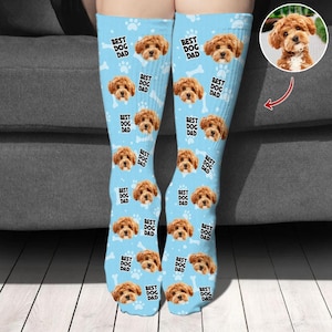 Personalized Pet Photo Socks: Custom Dog/Cat Face Socks, Dog Dad Gift