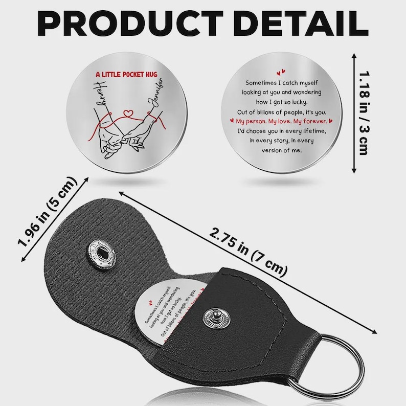 Couple Pocket Hug Keychain, Custom Names Coin Gift for Husband Wife ...