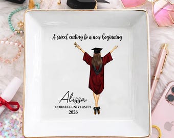 Personalized Graduation Jewelry Dish, Class of 2026 Ceramic Keepsake