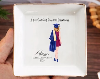 Personalized Graduation Keepsake: Ceramic Jewelry Dish, Class of 2025 Gift