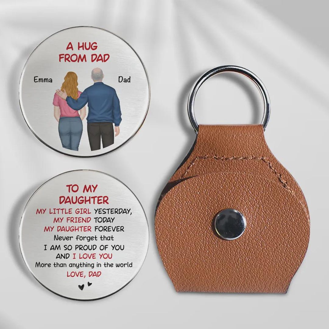Personalized Pocket Hug Keychain, Dad to Son/daughter Keepsake - Etsy
