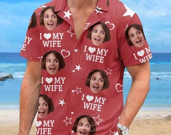 Camisa hawaiana con foto personalizada: un divertido regalo tropical para parejas en vacaciones.