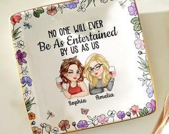 Custom Best Friend Ceramic Jewelry Dish, Personalized Trinket Tray