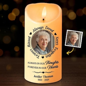Custom Photo Memorial LED Candle - Sympathy Gift