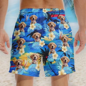 Aangepaste foto Life Is Better With Sandy Paws - hond en kat gepersonaliseerde aangepaste tropische Hawaiiaanse Aloha heren strandshorts - zomercadeau