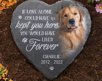 Personalized Pet Memorial Stone, Custom Photo Dog Grave Marker, Slate Sympathy Gift