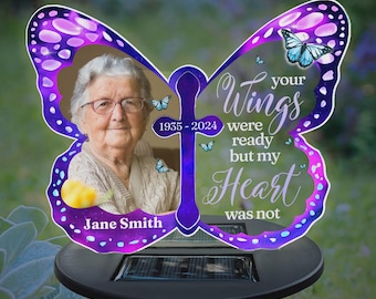 Personalized Memorial Butterfly Solar Light: Custom Photo Garden Decor