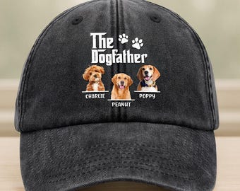 Personalized Dog Dad Hat: Custom Photo Vintage Denim Cap