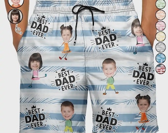 Personalized 'Dad Ever' Swim Trunks – Custom Photo Print