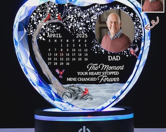 Personalized Memorial Crystal LED Light: Custom Photo Remembrance Keepsake