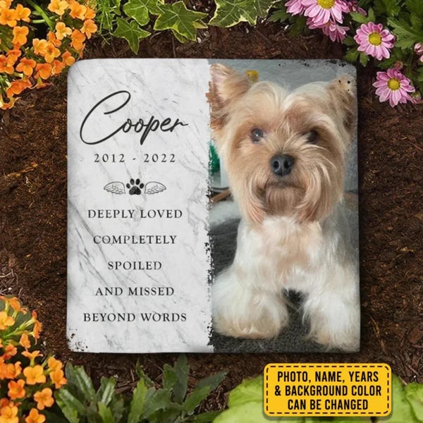Custom Photo Memorial Stone: Personalized Pet Loss Sympathy Gift