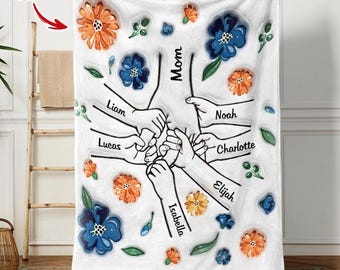 Personalized Floral Blanket: Custom Mom Gift, Up to 6 Names