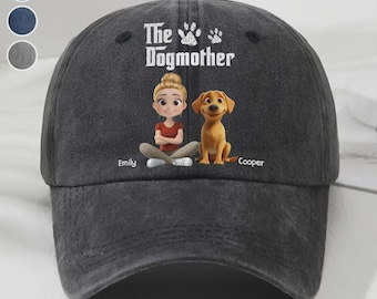 Chapeau personnalisé pour maman pour chien : casquette de baseball en denim vintage