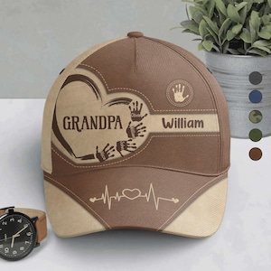 Grandpa Dad Kids Handprints - Personalized Classic Cap, Gift For Father, Grandfather, Fathers Day Gift Ideas, Custom Fist Bump Dad Kids Cap