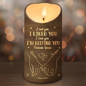 Personalized LED Memorial Candle: Custom Photo Gift for Couple