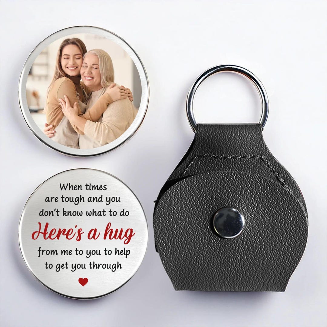 Personalized Pocket Hug Keychain, Photo Keepsake Gift for Mom, Comfort ...