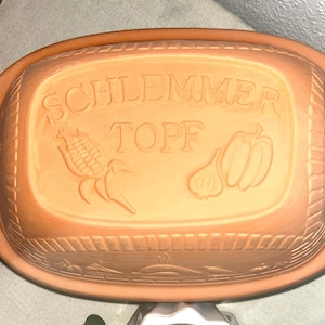 W Germany Schlemmertopf Clay Pot with Lid, Vintage Mid Century Food Cooker, Terracotta Earthenware, Clay Cookware