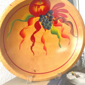 Vintage Mid Century Modern Wooden Handpainted Kitchen Bowl