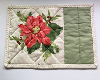 Poinsettia Mug Rug/Christmas Themed Mug Rug