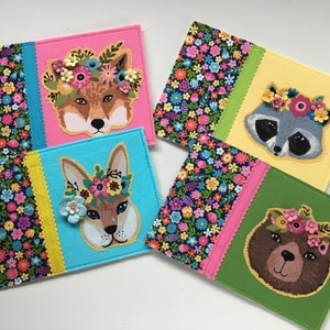 Cute Animals Fabric Postcard/Forest Animal Postcards