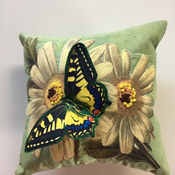 Butterfly and Flowers Mini Pocket Pillow/Spring & Nature Pocket Pillow/Mother's Day Gift