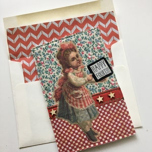 Vintage Inspired Fourth of July Fabric Postcard