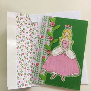 Carte postale en tissu princesse/carte postale d'anniversaire de princesse/carte postale de princesse de jardin