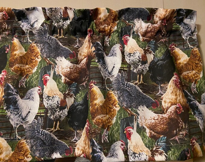 Chicken Rooster Country Farmhouse Farm Animal Kitchen Window Valance Decor