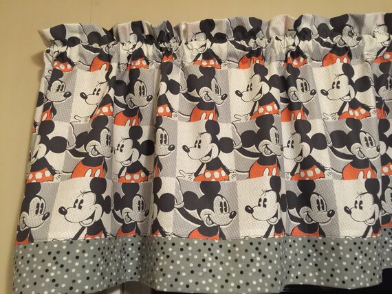 Mickey Minnie Mouse Gray Red Polka Dot Kitchen Bedroom Window Valance Decor