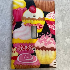 Cupcake Cake Birthday Pink Cherry Food Dessert Single Light Switch Outlet Cover Decor Decoration Kitchen Bar Gift