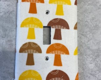 Retro Mushroom Fungi Orange Brown Yellow Light Switch Outlet Cover Decor Decoration Kitchen  Gift