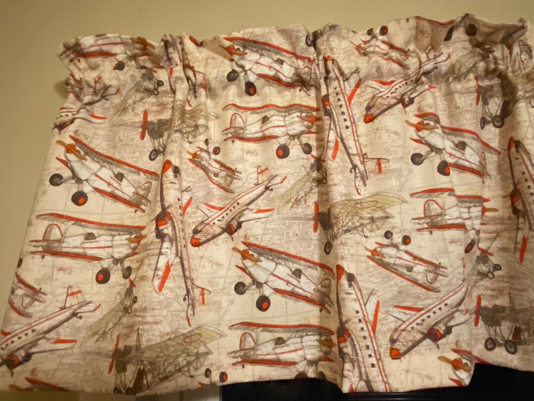 Airplane Plane Avaition Bedroom Window Valance Decor Treatment Topper