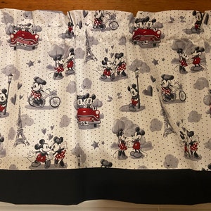 Mickey Minnie Mouse Black Kitchen Bedroom Window Topper Treatment Valance Decor