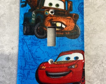 Disney Cars Mater Lighting McQueen Blue Light Switch Outlet Cover Decor Decoration Bedroom