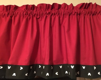 Mickey Mouse Minnie Red Black White Bedroom Window Valance Treatment Topper Decor