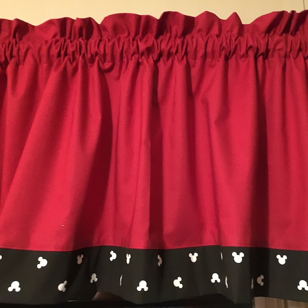 Mickey Mouse Minnie Red Black White Bedroom Window Valance Treatment Topper Decor