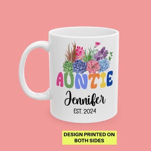 Aunt Mug Personalized Auntie Mug Custom Gift for Aunt Birthday Gift for Auntie New Aunt Gifts Mug for Auntie Gift Idea Colorful Succulent