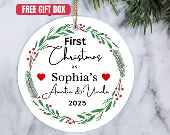 Our First Christmas as Auntie & Uncle Ornament, Baby Announcement Gift ...