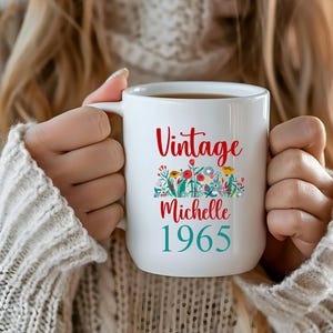 60th Birthday Mug Custom Name Vintage 1965 Mug 60th Birthday Gift For 60th Friend 60th Birthday Mug Vintage 1965 Personalized Present
