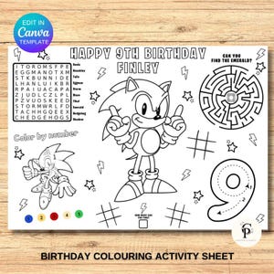 Kids Birthday Coloring Page, Printable Custom Birthday Coloring Placemat, Birthday Craft Activity Sheet, Editable Template, DIY Party Favor