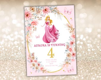 Princess Birthday Invitation Princess Invitation Princess Party Invitation Girl Princess Invitations Gold Pink EDITABLE Instant Digital