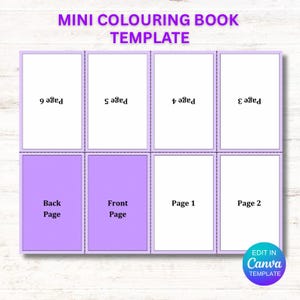 Blank Mini Coloring Book Template, A4 Foldable Design, Printable Editable Template On Canva, Custom Colouring Book, Editable Party Favors