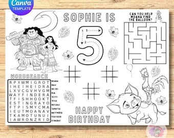Kids Birthday Coloring Page: Custom Activity Placemat (Digital Download)