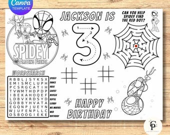 Kids Birthday Coloring Page, Printable Custom Birthday Coloring Placemat, Birthday Craft Activity Sheet, Editable Template, DIY Party Favor