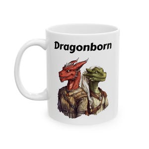 D&D Dragonborn Ceramic Mug, 11oz, 15oz - Fantasy Gaming Coffee Cup, Dungeon Master Gift, Roleplaying Tea Mug, DND Present