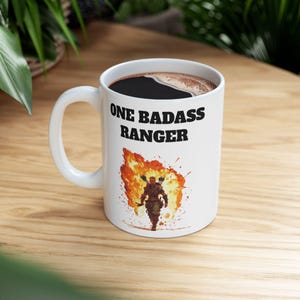 DND Mug, One Badass Ranger - Ceramic Mug, 11oz, 15oz, Dungeon Master Gift, D&D Player Cup, Fantasy Coffee Mug, Role Playing Game Tea Cup