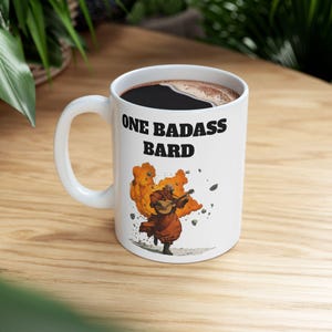 DND Mug, One Badass Bard - Ceramic Mug, 11oz, 15oz, Dungeon Master Gift, D&D Player Cup, Fantasy Coffee Mug, Role Playing Game Tea Cup