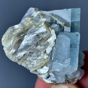 Rare 50g Natural Aquamarine Crystal with Muscovite from Pakistan