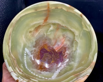 Ciotola in onice fatta a mano: decorazione in pietra naturale (15 cm)